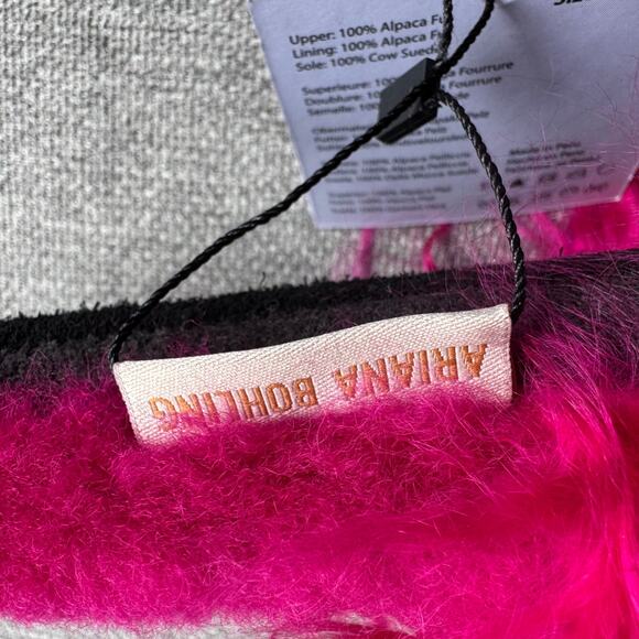 Ariana Bohling Suri Alpaca Fur Slippers Hot Pink Women's Small (6/7) New - Picture 11 of 15